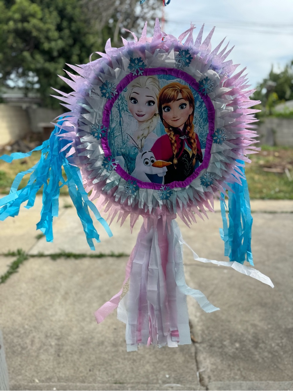 Frozen Themed Pink & Blue Party Pinata - Anna, Elsa & Olaf